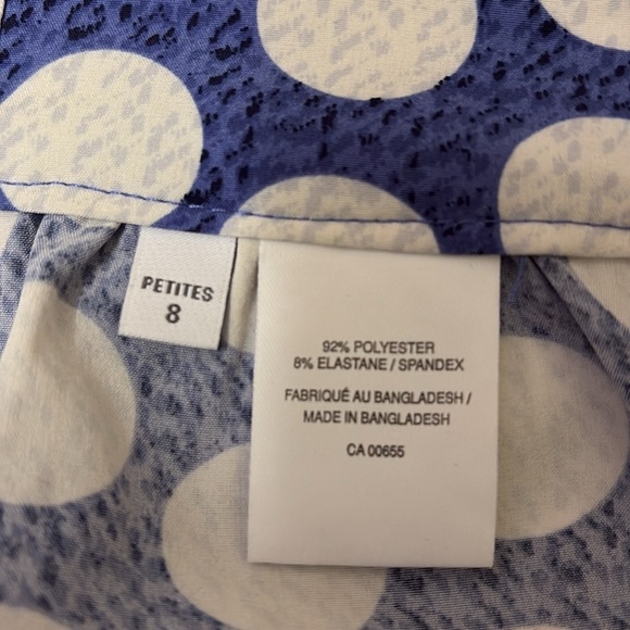 Reitmans petites polkadot skirt size 8 blue and white - Picture 7 of 7